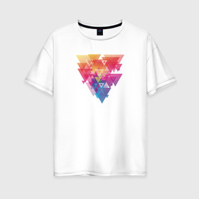 Женская футболка хлопок Oversize с принтом Красочная Геометрия , 100% хлопок | свободный крой, круглый ворот, спущенный рукав, длина до линии бедер
 | абстракция | геометрия | краски | красочная абстракция | красочная геометрия | треугольники