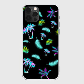 Чехол для iPhone 12 Pro Max с принтом Tropiki , Силикон |  | брызги красок | кокос | космос | краска | летняя ночь | лето | лист пальмы | неон | неоновая пальма | пальма | перо | пляж
