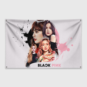 Флаг-баннер с принтом blackpink , 100% полиэстер | размер 67 х 109 см, плотность ткани — 95 г/м2; по краям флага есть четыре люверса для крепления | black  pink | blackpink | jennie | jisoo | k pop | lalisa | группа | к поп | корейская группа | розовый | черный