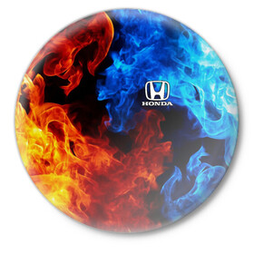 Значок с принтом HONDA ,  металл | круглая форма, металлическая застежка в виде булавки | honda | авто | автомобиль | логотип | марка | машина | надпись | огонь | текстура | хонда
