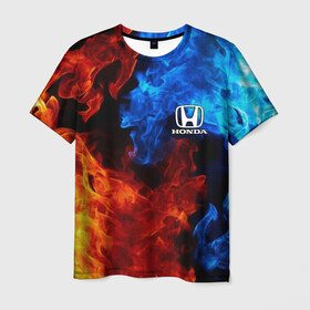 Мужская футболка 3D с принтом HONDA , 100% полиэфир | прямой крой, круглый вырез горловины, длина до линии бедер | honda | авто | автомобиль | логотип | марка | машина | надпись | огонь | текстура | хонда