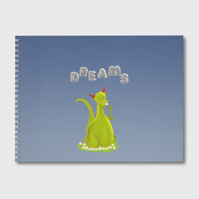 Альбом для рисования с принтом Dragon Dreams , 100% бумага
 | матовая бумага, плотность 200 мг. | Тематика изображения на принте: девушке | детское | дракон | дракон добрый | дракон лето | дракон мечтатель | дракон ребенку | дракон цветы | дракончик | летний дракон | лето | мечтай | мечтатель | мечты | мечты дракона