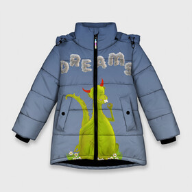 Зимняя куртка для девочек 3D с принтом Dragon Dreams , ткань верха — 100% полиэстер; подклад — 100% полиэстер, утеплитель — 100% полиэстер. | длина ниже бедра, удлиненная спинка, воротник стойка и отстегивающийся капюшон. Есть боковые карманы с листочкой на кнопках, утяжки по низу изделия и внутренний карман на молнии. 

Предусмотрены светоотражающий принт на спинке, радужный светоотражающий элемент на пуллере молнии и на резинке для утяжки. | Тематика изображения на принте: девушке | детское | дракон | дракон добрый | дракон лето | дракон мечтатель | дракон ребенку | дракон цветы | дракончик | летний дракон | лето | мечтай | мечтатель | мечты | мечты дракона