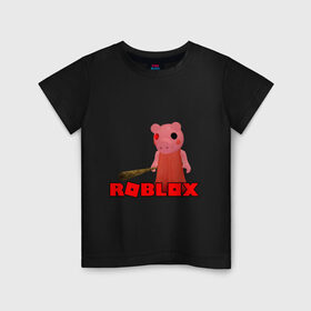 Детская футболка хлопок с принтом ROBLOX PIGGI , 100% хлопок | круглый вырез горловины, полуприлегающий силуэт, длина до линии бедер | game | gamer | logo | minecraft | piggi | roblox | simulator | игра | конструктор | лого | пигги | свинья | симулятор | строительство | фигура
