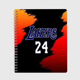 Тетрадь с принтом Los Angeles Lakers / Kobe Brya , 100% бумага | 48 листов, плотность листов — 60 г/м2, плотность картонной обложки — 250 г/м2. Листы скреплены сбоку удобной пружинной спиралью. Уголки страниц и обложки скругленные. Цвет линий — светло-серый
 | 24 | kobe | kobe bean bryant | lakers | los angeles | американский баскетболист | баскетбол | баскетболист | коби | коби бин брайант | лейкерс | лос анджелес | нью йорк