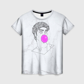 Женская футболка 3D с принтом Bubble gum , 100% полиэфир ( синтетическое хлопкоподобное полотно) | прямой крой, круглый вырез горловины, длина до линии бедер | bubble gum | скульптура | статуя