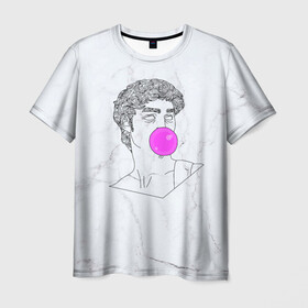 Мужская футболка 3D с принтом Bubble gum , 100% полиэфир | прямой крой, круглый вырез горловины, длина до линии бедер | bubble gum | скульптура | статуя