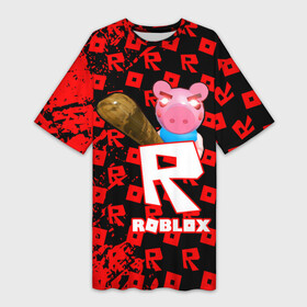 Платье-футболка 3D с принтом ROBLOX: PIGGI. ,  |  | game | gamer | logo | minecraft | piggi | roblox | simulator | игра | конструктор | лого | пигги | свинья | симулятор | строительство | фигура