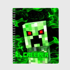 Тетрадь с принтом MINECRAFT CREEPER , 100% бумага | 48 листов, плотность листов — 60 г/м2, плотность картонной обложки — 250 г/м2. Листы скреплены сбоку удобной пружинной спиралью. Уголки страниц и обложки скругленные. Цвет линий — светло-серый
 | creeper | game | minecraft | блоки | игра | квадраты | компьютерная | крипер | криппер | майнкрафт | огонь