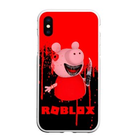 Чехол для iPhone XS Max матовый с принтом Roblox piggy/Свинка Пигги. , Силикон | Область печати: задняя сторона чехла, без боковых панелей | game | gamer | logo | minecraft | piggi | roblox | simulator | игра | конструктор | лого | пигги | свинья | симулятор | строительство | фигура