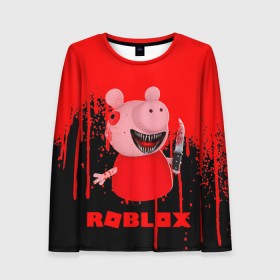 Женский лонгслив 3D с принтом Roblox piggy/Свинка Пигги. , 100% полиэстер | длинные рукава, круглый вырез горловины, полуприлегающий силуэт | game | gamer | logo | minecraft | piggi | roblox | simulator | игра | конструктор | лого | пигги | свинья | симулятор | строительство | фигура