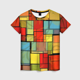 Женская футболка 3D с принтом ГЕОМЕТРИЯ , 100% полиэфир ( синтетическое хлопкоподобное полотно) | прямой крой, круглый вырез горловины, длина до линии бедер | abstract | abstraction | color | fractal | geometry | paitnt | polygon | polygonal | psy | абстракция | геометрия | краски | неоновые | полигоны | психоделика | фрактал