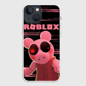 Чехол для iPhone 13 mini с принтом Roblox piggy Свинка Пигги. ,  |  | game | gamer | logo | minecraft | piggi | roblox | simulator | игра | конструктор | лого | пигги | свинья | симулятор | строительство | фигура