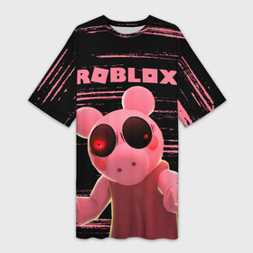 Платье-футболка 3D с принтом Roblox piggy Свинка Пигги. ,  |  | game | gamer | logo | minecraft | piggi | roblox | simulator | игра | конструктор | лого | пигги | свинья | симулятор | строительство | фигура