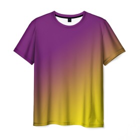 Мужская футболка 3D с принтом ГРАДИЕНТ , 100% полиэфир | прямой крой, круглый вырез горловины, длина до линии бедер | gradient | summer | textures | tie dye | абстракт | градиент | желтая | лето | переход | радуга | тай дай | текстура | текстуры | фиолетовая | хиппи | цвета