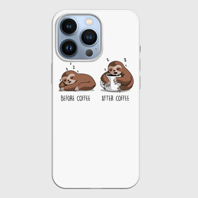 Чехол для iPhone 13 Pro с принтом Ленивец Coffee ,  |  | animal | coffee | need | sleep | животные | кавай | кити | котенок | котик | котики | кофе | кофеман | ленивец | лень | милый | панда | работа | спать