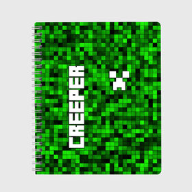 Тетрадь с принтом MINECRAFT CREEPER , 100% бумага | 48 листов, плотность листов — 60 г/м2, плотность картонной обложки — 250 г/м2. Листы скреплены сбоку удобной пружинной спиралью. Уголки страниц и обложки скругленные. Цвет линий — светло-серый
 | creeper | game | minecraft | блоки | игра | квадраты | компьютерная | крипер | криппер | майнкрафт | огонь