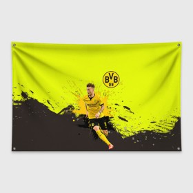 Флаг-баннер с принтом Марко Ройс , 100% полиэстер | размер 67 х 109 см, плотность ткани — 95 г/м2; по краям флага есть четыре люверса для крепления | marco reus | боруссия | бундеслига | германия | марко ройс | фанат | футбол