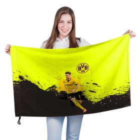 Флаг 3D с принтом Марко Ройс , 100% полиэстер | плотность ткани — 95 г/м2, размер — 67 х 109 см. Принт наносится с одной стороны | marco reus | боруссия | бундеслига | германия | марко ройс | фанат | футбол