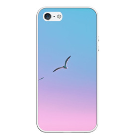 Чехол для iPhone 5/5S матовый с принтом чайки птицы полет градиент , Силикон | Область печати: задняя сторона чехла, без боковых панелей | градиент | закат | минимализм | небо | полет | природа | просто | птицы | рассвет | чайки
