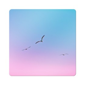 Магнит виниловый Квадрат с принтом чайки птицы полет градиент , полимерный материал с магнитным слоем | размер 9*9 см, закругленные углы | градиент | закат | минимализм | небо | полет | природа | просто | птицы | рассвет | чайки