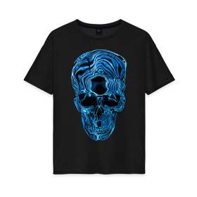 Женская футболка хлопок Oversize с принтом Illusion , 100% хлопок | свободный крой, круглый ворот, спущенный рукав, длина до линии бедер
 | black | llusion | orbits | skull | глазницы | иллюзия | череп | черный