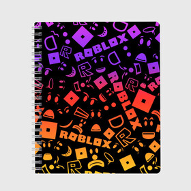 Тетрадь с принтом Roblox , 100% бумага | 48 листов, плотность листов — 60 г/м2, плотность картонной обложки — 250 г/м2. Листы скреплены сбоку удобной пружинной спиралью. Уголки страниц и обложки скругленные. Цвет линий — светло-серый
 | Тематика изображения на принте: dynablocks | for kids | funny | roblox | robux | roleplay | белый | блоки | вселенная | герои | красный | кубики | роблокс | симулятор