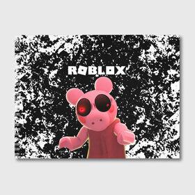 Альбом для рисования с принтом Roblox piggy Свинка Пигги , 100% бумага
 | матовая бумага, плотность 200 мг. | game | gamer | logo | minecraft | piggi | roblox | simulator | игра | конструктор | лого | пигги | свинья | симулятор | строительство | фигура