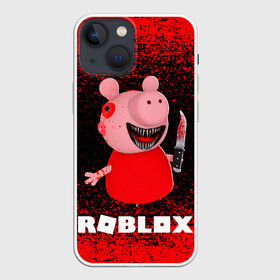 Чехол для iPhone 13 mini с принтом Roblox piggy Свинка Пигги. ,  |  | game | gamer | logo | minecraft | piggi | roblox | simulator | игра | конструктор | лого | пигги | свинья | симулятор | строительство | фигура