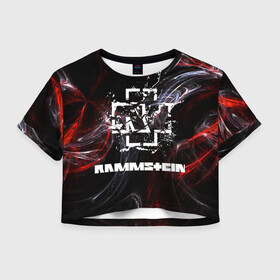 Женская футболка Crop-top 3D с принтом Rammstein. , 100% полиэстер | круглая горловина, длина футболки до линии талии, рукава с отворотами | rammstein | rock | индастриал метал | метал группа | музыка | музыкальная группа | немецкая метал группа | рамштайн | рок | хард рок