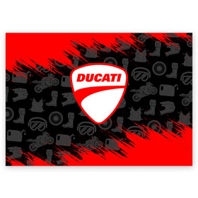 Поздравительная открытка с принтом DUCATI [2] , 100% бумага | плотность бумаги 280 г/м2, матовая, на обратной стороне линовка и место для марки
 | ducati | moto | дукати | мото | мотоцикл
