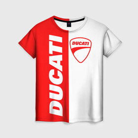 Женская футболка 3D с принтом DUCATI [4] , 100% полиэфир ( синтетическое хлопкоподобное полотно) | прямой крой, круглый вырез горловины, длина до линии бедер | ducati | moto | дукати | мото | мотоцикл