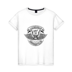 Женская футболка хлопок с принтом American Motorcycle (Z) , 100% хлопок | прямой крой, круглый вырез горловины, длина до линии бедер, слегка спущенное плечо | 
