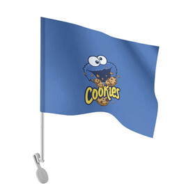 Флаг для автомобиля с принтом Cookies , 100% полиэстер | Размер: 30*21 см | cookie | cookiemonster | delicious | eat | monster | yummy | еда | коржик | куки | кукимонстр | монстр | печенье | сезам | сладости | улица | улицасезам