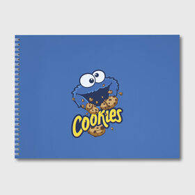 Альбом для рисования с принтом Cookies , 100% бумага
 | матовая бумага, плотность 200 мг. | cookie | cookiemonster | delicious | eat | monster | yummy | еда | коржик | куки | кукимонстр | монстр | печенье | сезам | сладости | улица | улицасезам