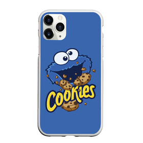 Чехол для iPhone 11 Pro Max матовый с принтом Cookies , Силикон |  | Тематика изображения на принте: cookie | cookiemonster | delicious | eat | monster | yummy | еда | коржик | куки | кукимонстр | монстр | печенье | сезам | сладости | улица | улицасезам