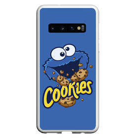 Чехол для Samsung Galaxy S10 с принтом Cookies , Силикон | Область печати: задняя сторона чехла, без боковых панелей | cookie | cookiemonster | delicious | eat | monster | yummy | еда | коржик | куки | кукимонстр | монстр | печенье | сезам | сладости | улица | улицасезам