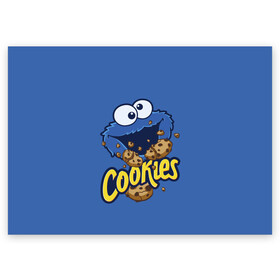 Поздравительная открытка с принтом Cookies , 100% бумага | плотность бумаги 280 г/м2, матовая, на обратной стороне линовка и место для марки
 | cookie | cookiemonster | delicious | eat | monster | yummy | еда | коржик | куки | кукимонстр | монстр | печенье | сезам | сладости | улица | улицасезам
