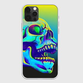 Чехол для iPhone 12 Pro Max с принтом Neon skull , Силикон |  | color | grin | jaw | orbits | skull | teeth | зубы | оскал | пасть | цвет | череп