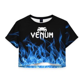 Женская футболка Crop-top 3D с принтом VENUM. , 100% полиэстер | круглая горловина, длина футболки до линии талии, рукава с отворотами | mma | sport | venum | бокс | венум | единоборство | мма | спорт