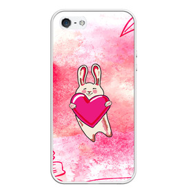 Чехол для iPhone 5/5S матовый с принтом Влюбленный Зайчик , Силикон | Область печати: задняя сторона чехла, без боковых панелей | like | love | loveis | pink | валентин | влюбленным | женщинам | животные | зайка | зайчик | заяц | звери | каваи | кролик | лапки | люблю | любовь | мордочка | няшный | подарок | прикольный | сердечки | сердце