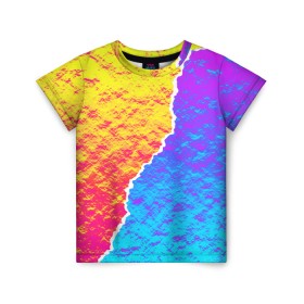 Детская футболка 3D с принтом Цветные переливы , 100% гипоаллергенный полиэфир | прямой крой, круглый вырез горловины, длина до линии бедер, чуть спущенное плечо, ткань немного тянется | абстрактный | блестящие | волны | геометрия | градиент | краски | летний | лето | море | небо | неоновые | облака | океан | перламутр | поп | радуга | радужный | разноцветные | река | ретро | русалка