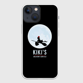 Чехол для iPhone 13 mini с принтом KIKIS DELIVERY SERVICE. Кики на фоне Луны ,  |  | delivery | kiki | service | аниме | ведьмина | ведьмочка | горо | дзидзи | доставки | замок | кики | магия | миядзаки | служба | тоторо | хаяо | ходячий