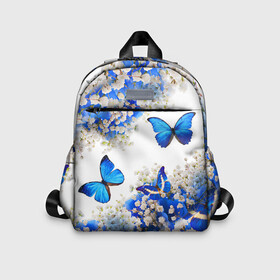 Детский рюкзак 3D с принтом Butterfly | Blue White , 100% полиэстер | лямки с регулируемой длиной, сверху петелька, чтобы рюкзак можно было повесить на вешалку. Основное отделение закрывается на молнию, как и внешний карман. Внутри дополнительный карман. По бокам два дополнительных кармашка | Тематика изображения на принте: butterfly | earth | flowers | forest | neon | бабочки | весенняя | весна | зелень | земля | зима | зимняя | искусство | краски | лес | летняя | лето | море | неон | океан | осенняя | природа | приятная | растения | рестение