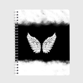 Тетрадь с принтом Im an angel , 100% бумага | 48 листов, плотность листов — 60 г/м2, плотность картонной обложки — 250 г/м2. Листы скреплены сбоку удобной пружинной спиралью. Уголки страниц и обложки скругленные. Цвет линий — светло-серый
 | angel | birds | fly | wings | ангел | бабочка | богиня | воздушный | демон | дым | космос | крылья | лебедь | летать | летучий | милые | мифические | небесный | небо | облако | пегас | перья | прикольные | птица | рай