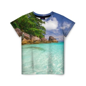 Детская футболка 3D с принтом Пхукет , 100% гипоаллергенный полиэфир | прямой крой, круглый вырез горловины, длина до линии бедер, чуть спущенное плечо, ткань немного тянется | phuket | бангкок | королевство | курорт | море | острова | отдых | пальмы | песок | пляж | природа | путешествие | солнце | тай | тайланд