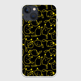 Чехол для iPhone 13 с принтом Покемоны ,  |  | doodling | pikachu | pokemon | textures | дудлинг | желтый покемон | пика пика | пикачу | покемон | покемоны | стикербомбинг | текстуры | фон