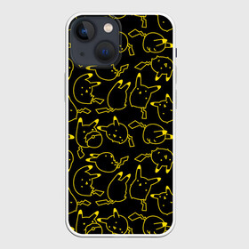 Чехол для iPhone 13 mini с принтом Покемоны ,  |  | doodling | pikachu | pokemon | textures | дудлинг | желтый покемон | пика пика | пикачу | покемон | покемоны | стикербомбинг | текстуры | фон