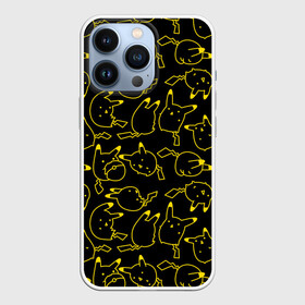 Чехол для iPhone 13 Pro с принтом Покемоны ,  |  | Тематика изображения на принте: doodling | pikachu | pokemon | textures | дудлинг | желтый покемон | пика пика | пикачу | покемон | покемоны | стикербомбинг | текстуры | фон