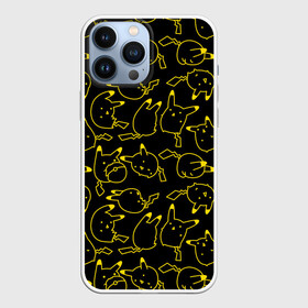 Чехол для iPhone 13 Pro Max с принтом Покемоны ,  |  | Тематика изображения на принте: doodling | pikachu | pokemon | textures | дудлинг | желтый покемон | пика пика | пикачу | покемон | покемоны | стикербомбинг | текстуры | фон